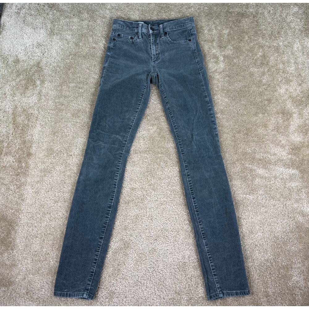 Gap 1969 Womens True Skinny Jeans Size 24r Green Cotton Stretch Slim Button B348